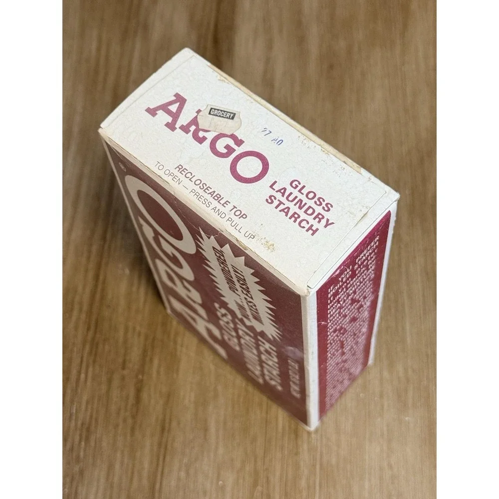 ARGO Gloss Laundry Starch 16 oz Powdered Crisp Finish Red Box Vintage NOS